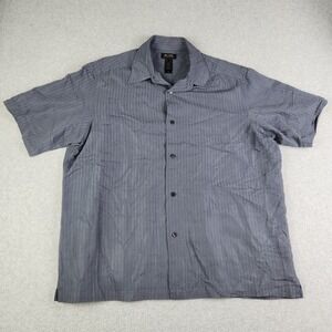 Axcess Casual Shirt Mens XL Gray Textured Stripe Short Sleeve Classic Button Up